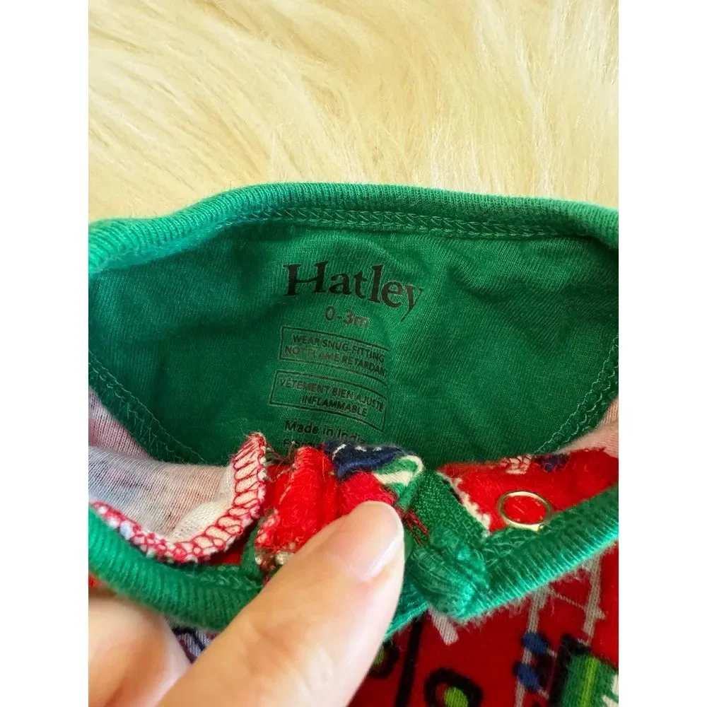 Hatley Christmas Train Pajamas 0-3m euc‎